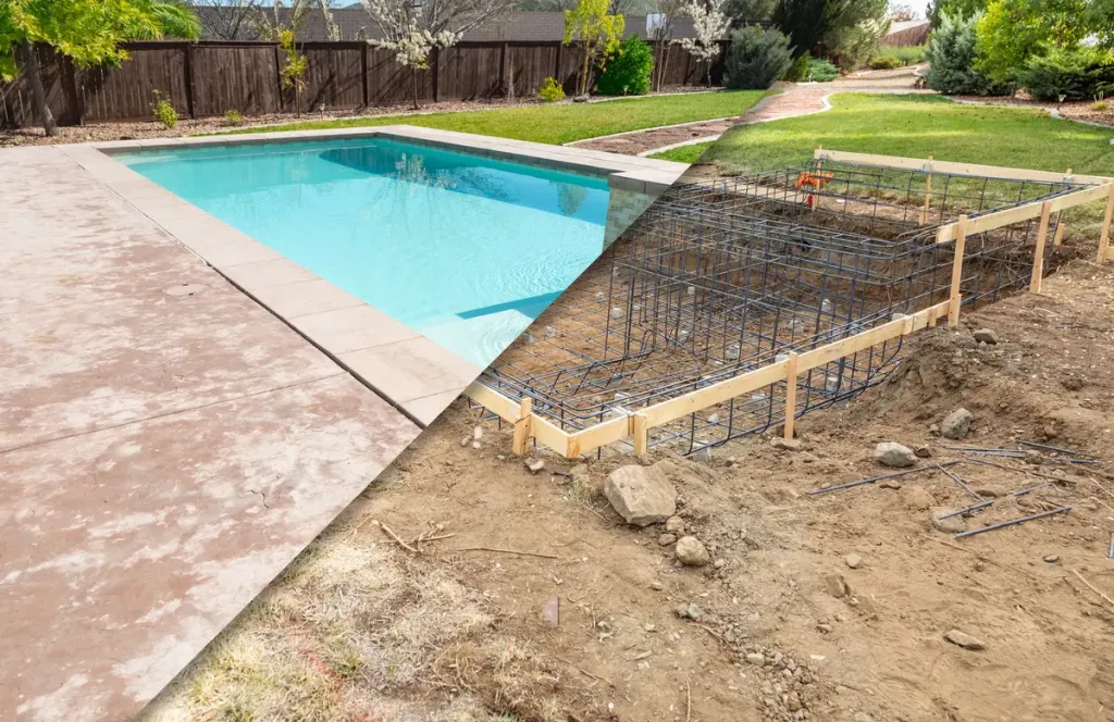 construction de piscine avant et après